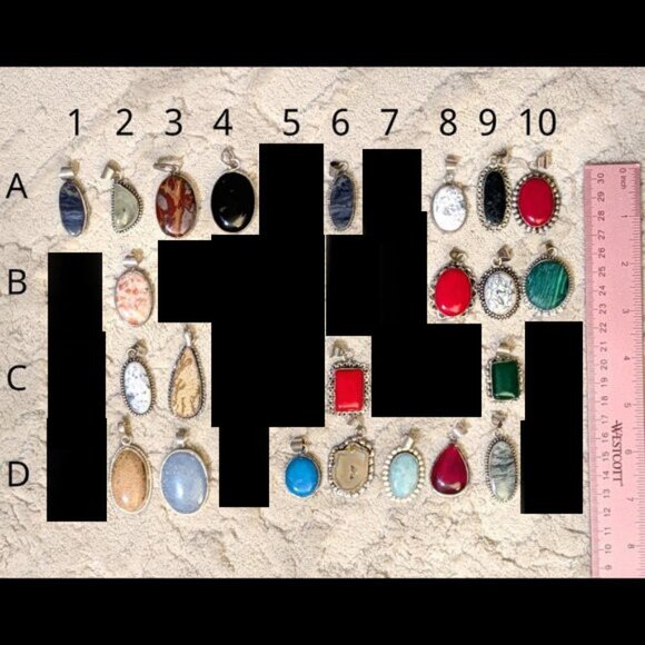 No Brand Jewelry - *Price for One - U Pick* Assorted Stone or Resin Bezeled Pendant with Bail